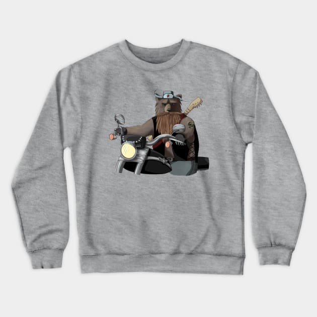 Bear on motorcycle Crewneck Sweatshirt by Sitenkova